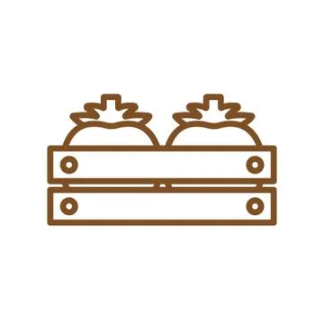 Isolated tomatoes inside box line style icon vector design Illustrazione stock