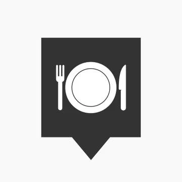 Isolated tooltip with  a dish, knife and a fork icon Stock Illustration