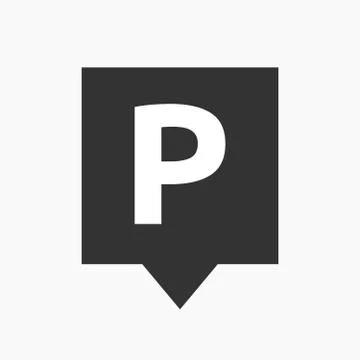 Isolated tooltip with    the letter P Stock Illustration
