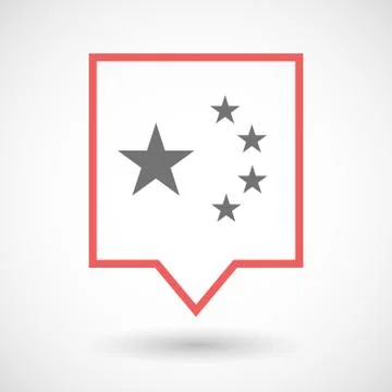 Isolated tooltip line art icon with  the five stars china flag symbol Stock Illustration