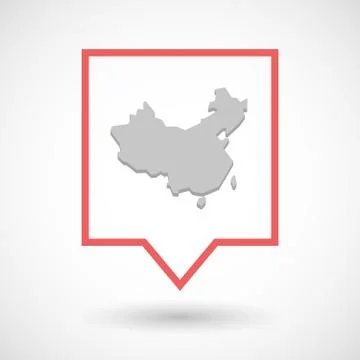 Isolated tooltip line art icon with  a map of China Stock Illustration