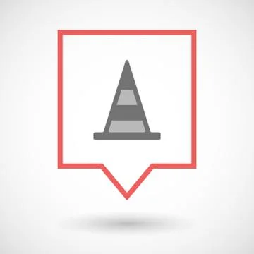 Isolated tooltip line art icon with a road cone Stock Illustration