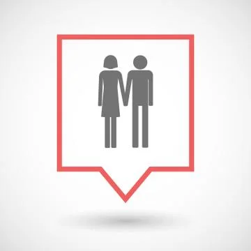 Isolated tooltip line art icon with a heterosexual couple pictogram Stock Illustration