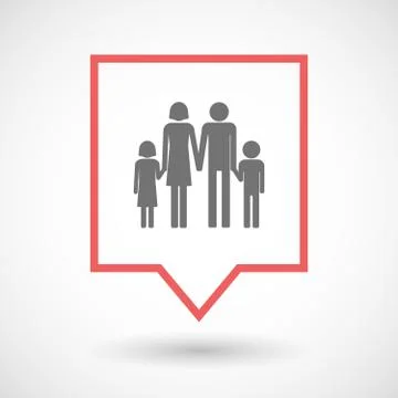 Isolated tooltip line art icon with a conventional family pictogram Stock Illustration