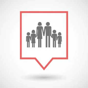 Isolated tooltip line art icon with a large family  pictogram Illustrazione stock