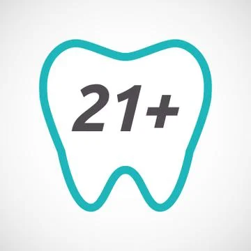 Isolated tooth with    the text 21+ Stock Illustration