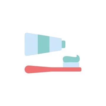 Isolated toothpaste and brush icon flat design Stock Illustration