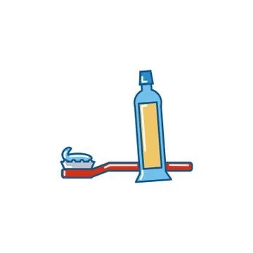 Isolated toothpaste and brush icon fill design Stock Illustration