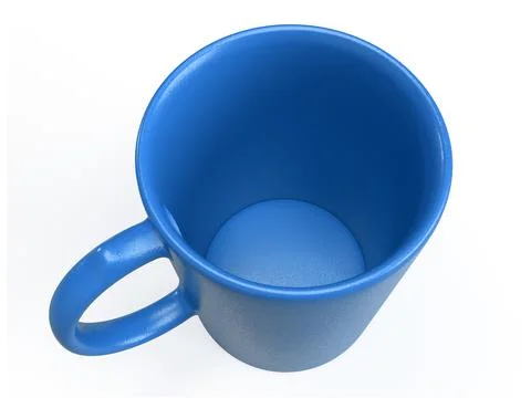 Isolated Top View of Blue Tea Mug, Modern Coffee Cup on White Background. Stock Illustration