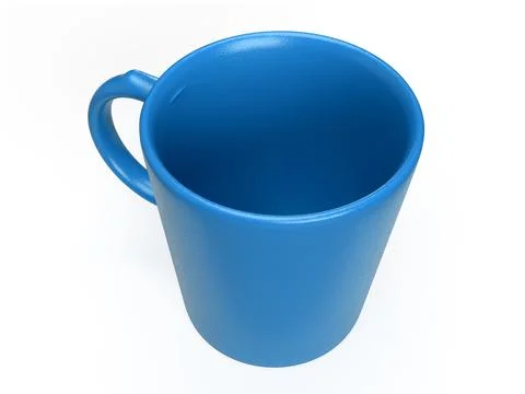 Isolated Top View of Blue Tea Mug, Modern Coffee Cup on White Background. Stock Illustration