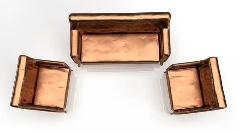 Isolated Top View of Golden or Brown Leather Sofa on White Background. Stock Illustration