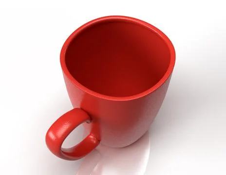 Isolated Top View of Red Tea Cup, Modern Coffee Mug on White Background. Stock Illustration