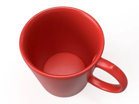 Isolated Top View of Red Tea Cup on White Background, 3D Illustration. Stock Illustration