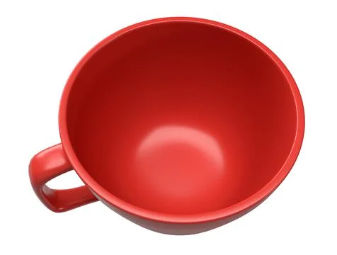 Isolated Top View of Red Tea Cup, Modern Coffee Mug on White Background. Stock Illustration