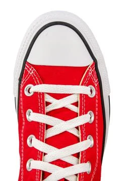 Isolated Top View Of A Retro Red Sneaker Фото