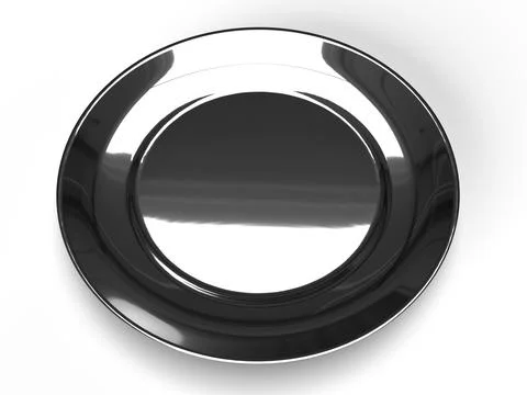 Isolated Top View of Silver Plate, Old Crockery on White Background. Stock Illustration