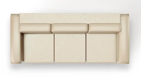 Isolated Top View of White Leather Sofa on White Background. Stock Illustration