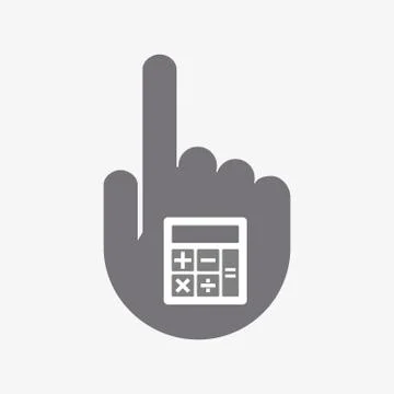 Isolated touching hand with  a calculator Illustrazione stock