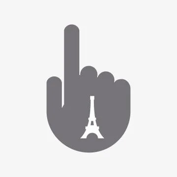 Isolated touching hand with   the Eiffel tower イラスト素材