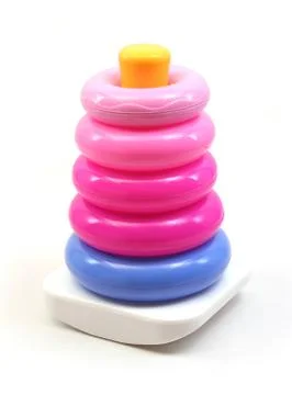 Isolated toy stacking rings Foto stock