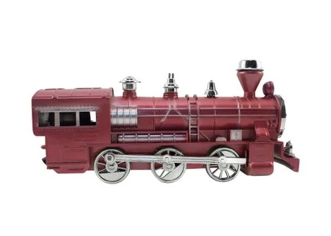 Isolated toy train angle view. Stock Photos