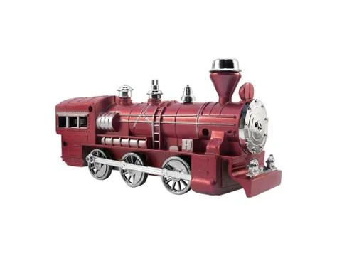 Isolated toy train angle view. Foto stock