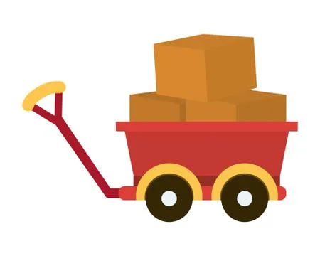 Isolated toys boxes inside cart vector design 스톡 일러스트