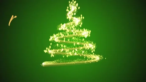 Isolated Tracing christmas tree outline animation on a Green gradiant background Video stock 143335733