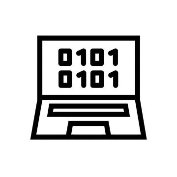 Isolated on transparent background binary code laptop icon for technology Stock Illustration