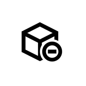 Isolated on transparent background cube with minus sign icon for digital Stock Illustration