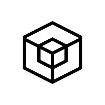 Isolated on transparent background geometric cube icon for design and branding 스톡 일러스트