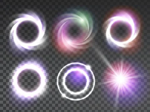 Isolated transparent glowing light effects set Stock Illustration