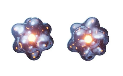 Isolated transparent physics atom, 3d rendering. Stock Photos