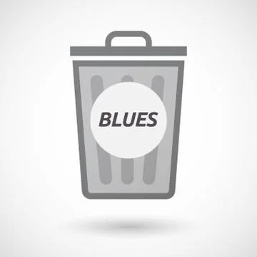 Isolated trashcan with    the text BLUES Stock Illustration