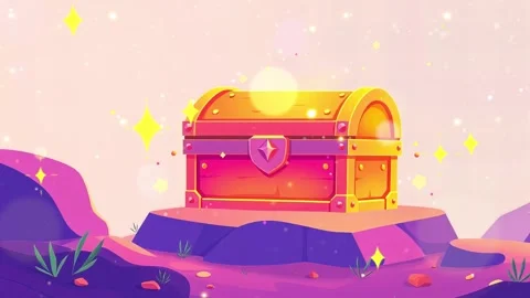Isolated Treasure Chest on a Hill - A Bold Symbol of Discovery and Hidden Wealt Stock Footage 305434697