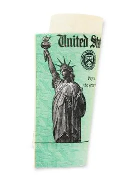 Isolated Treasury Check Stock Photos