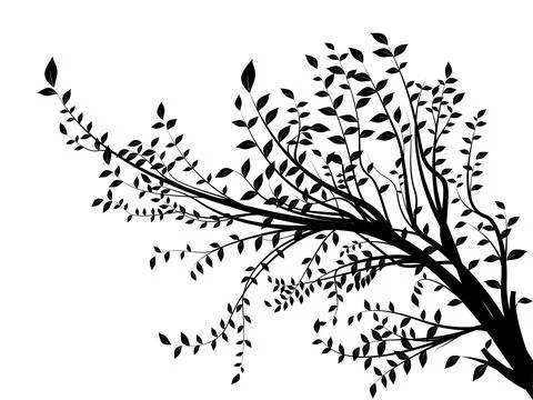 Isolated tree silhouette on white background Illustrazione stock