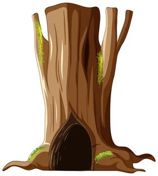 Isolated tree trunk with big hollow Stock Illustration