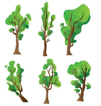 Isolated trees in different shapes for background, isolated Stock Illustration