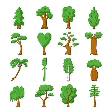 Isolated trees set Stock Illustration