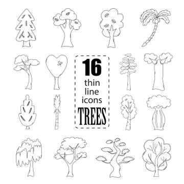 Isolated trees set Stock Illustration