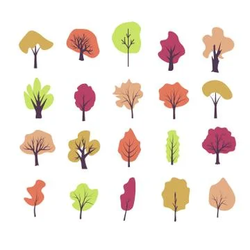 Isolated trees set Stock Illustration