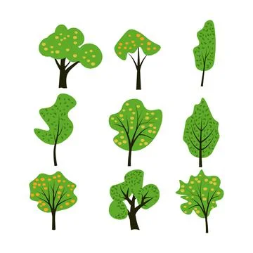 Isolated trees set Illustrazione stock