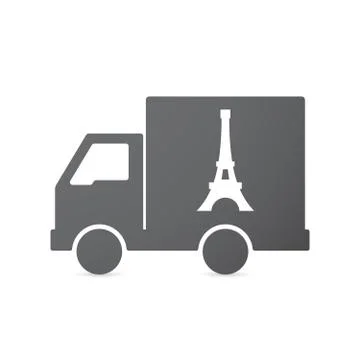 Isolated truck with   the Eiffel tower Stock Illustration