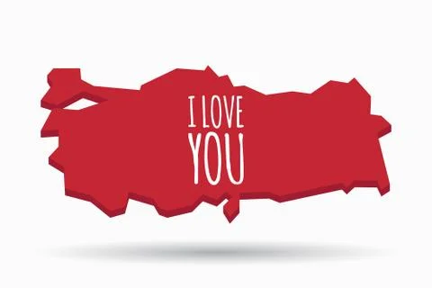 Isolated Turkey map with    the text I LOVE YOU Stock Illustration