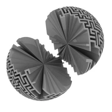 Isolated two broken  labyrinth sphere illustration Stock Illustration