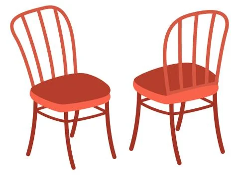 Isolated two chairs with back, front back view, modern stylish furniture for Illustrazione stock