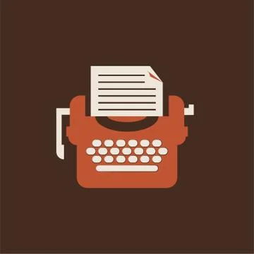 Isolated typewriter icon. Flat Vector for writers Stock Illustration