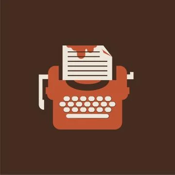 Isolated typewriter icon. Flat Vector for writers Stock Illustration