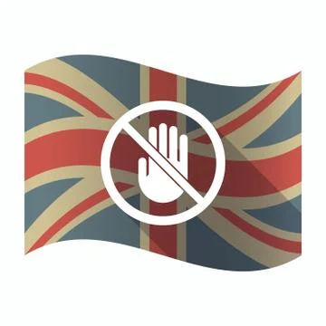 Isolated UK flag with  a hand  in a not allowed signal Stock Illustration
